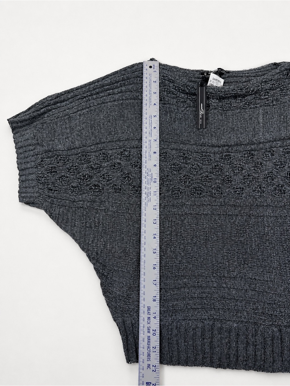 Umgee USA Women’s Size L Charcoal Gray Open Knit Batwing Sweater Top - Picture 7 of 9